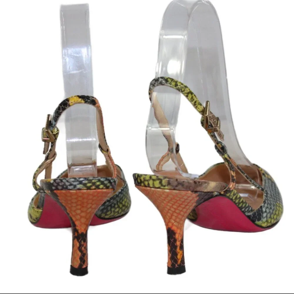 Luciano Padovan Multicolor Snakeskin Slingback Closed Toe Pumps Size 36 (US 6)